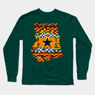 Ghana Map Kente Pattern Long Sleeve T-Shirt